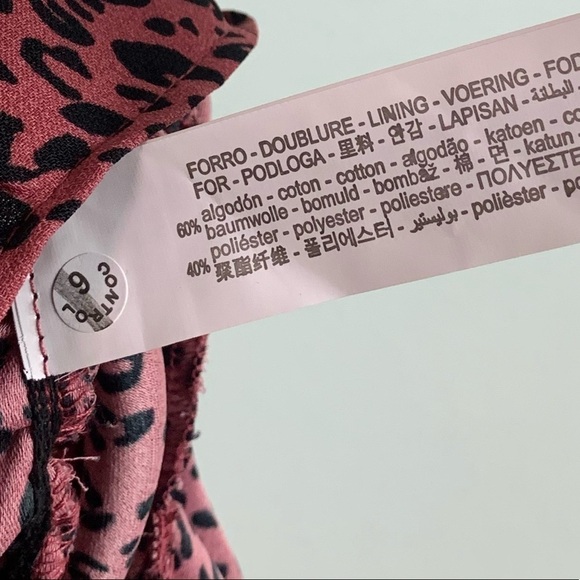 NWT Zara Pink & Black Leopard Printed Dress w/ Draping - Picture 9 of 9